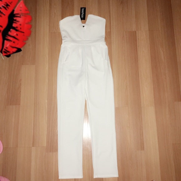 NWT White Strapless Jumpsuit - Picture 3 of 6